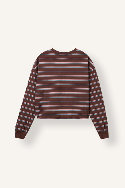 %100 Pamuk Loose Fıt Baskılı Çizgili Sweatshirt