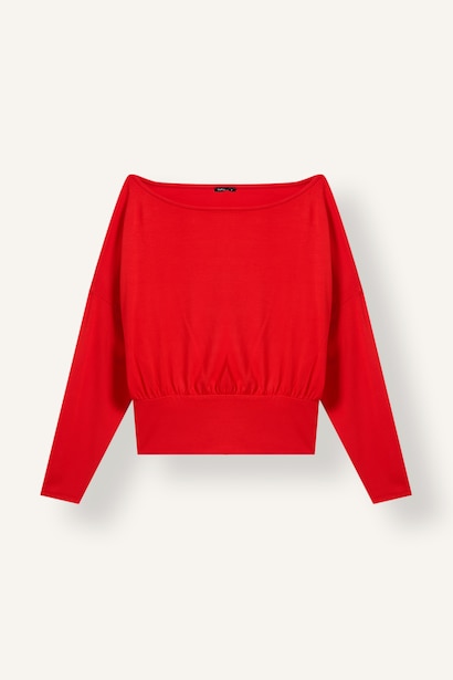 Loose Fit Viscose Long Sleeve T-Shirt
