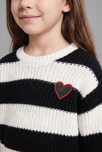 Baby Girl Regular Fit Striped Crew Neck Pullover