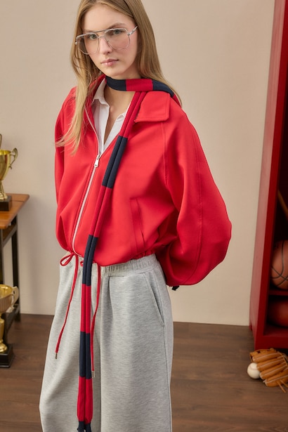 Oversize Fit Scuba Fabric Cardigan