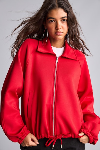 Oversize Fit Scuba Fabric Cardigan