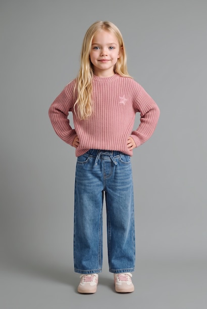 Baby Girl Regular Fit Embroidered Crew Neck Pullover