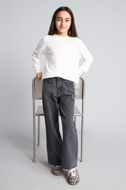 Straight Fit Jean Pantolon Kız Çocuk