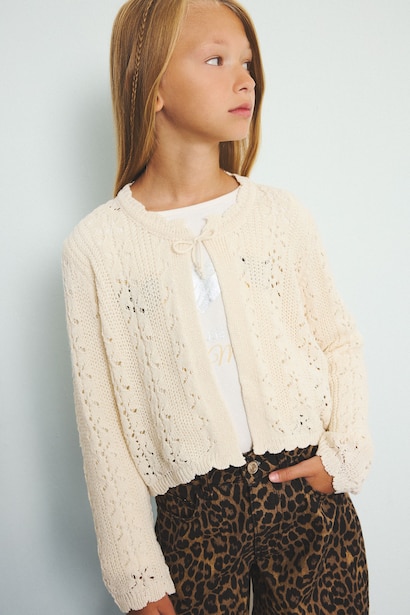 Girl Draw-Up Crochet Cardigan