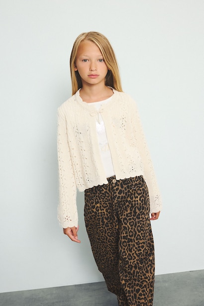 Girl Draw-Up Crochet Cardigan