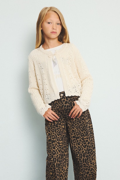 Girl Draw-Up Crochet Cardigan