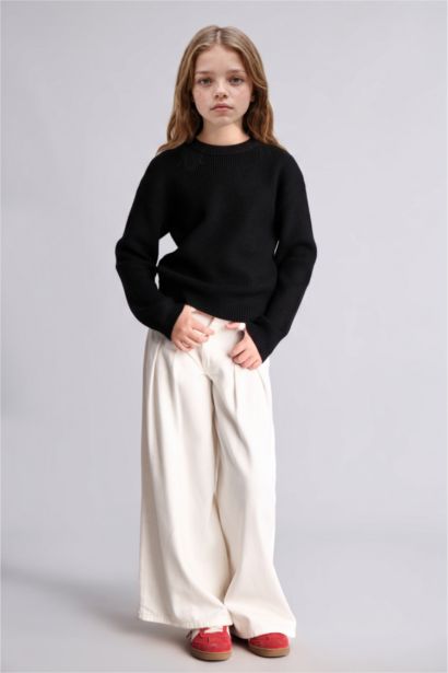 Wide Leg Gabardin Pantolon Kız Çocuk
