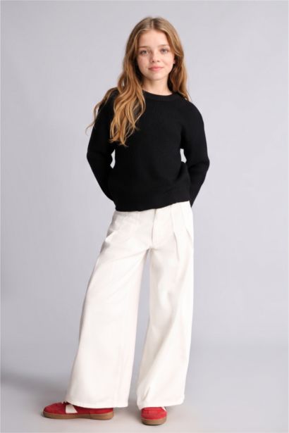 Wide Leg Gabardin Pantolon Kız Çocuk