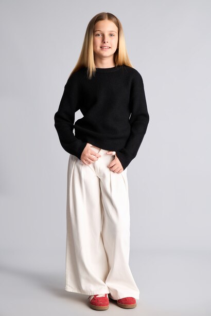 Wide Leg Gabardin Pantolon Kız Çocuk