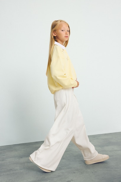 Girl Wide Leg Pocket Gabardine Trousers