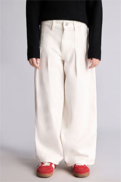 Wide Leg Gabardin Pantolon Kız Çocuk