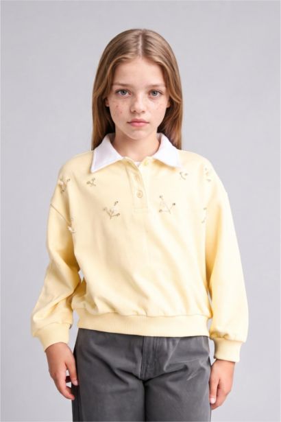 Relax Fit Polo Collar Sweatshirt