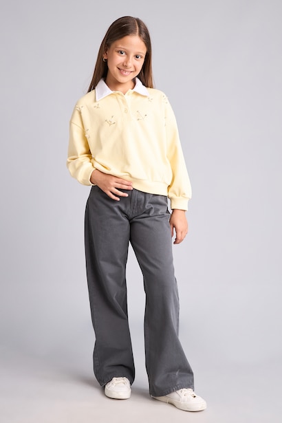 Relax Fit Polo Collar Sweatshirt