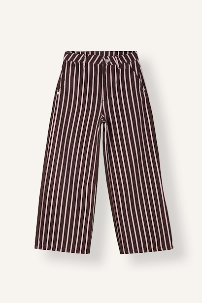 Wide Leg Çizgili Gabardin Pantolon Kız Çocuk