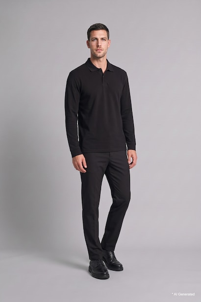 Regular Fit Polo Yaka Basic Sweatshirt