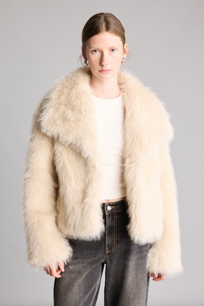 Regular Fit Fur Coat Faux Fur