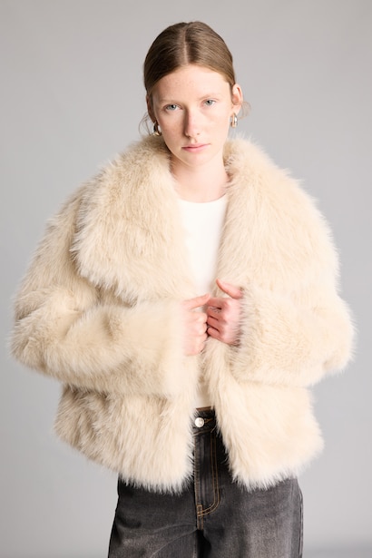 Regular Fit Fur Coat Faux Fur