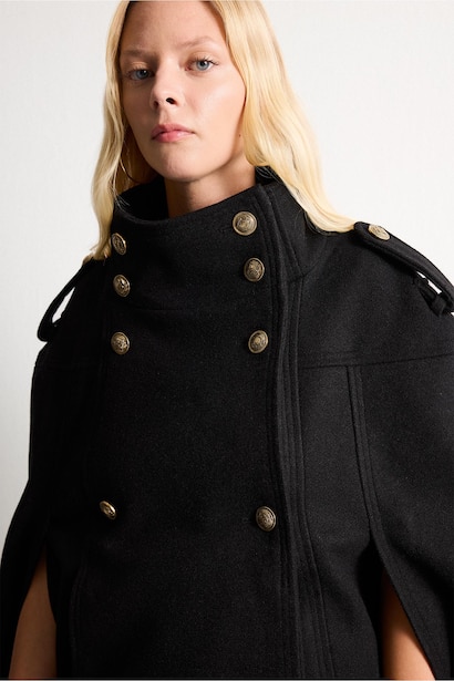 A-Line High Neck Wool Blend Cachet Jacket