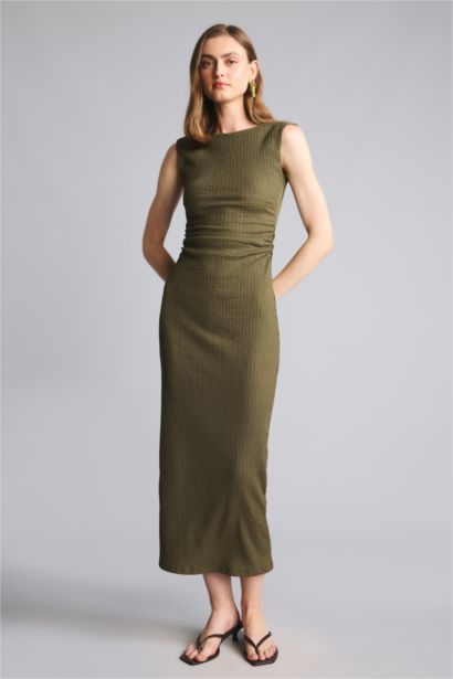 Bodycon Vücudu Saran Midi Elbise