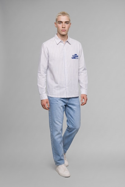 Boxy Fit Striped Long Sleeve Shirt