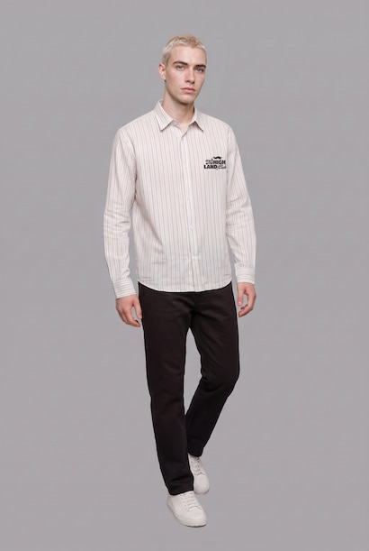 Boxy Fit Striped Long Sleeve Shirt