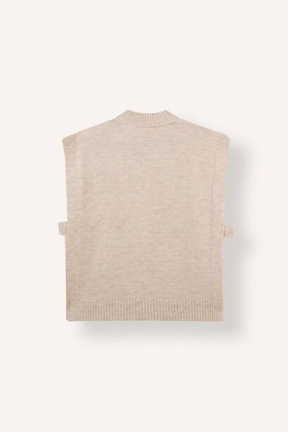 Saç Örgü Relaxed Fit Triko Yelek