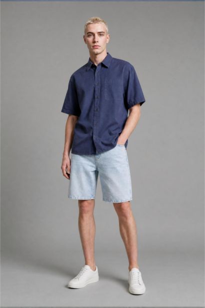Boxy Fit Gabardine Short Sleeve Shirt