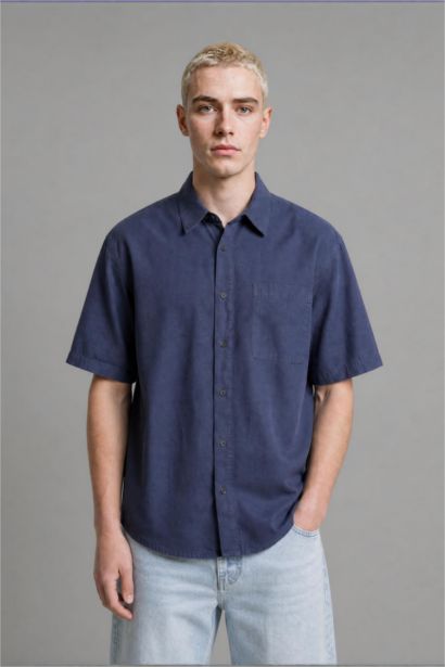 Boxy Fit Gabardine Short Sleeve Shirt