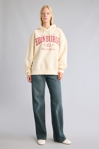 Oversize Hooded Printed Hoodie