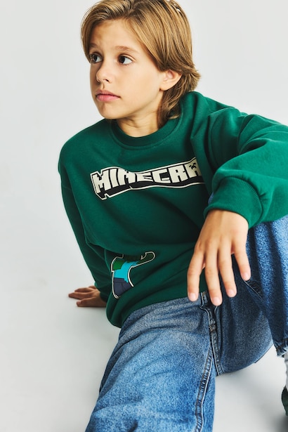 Regular Fit Minecraft Licensed Crew Neck Sweatshirt