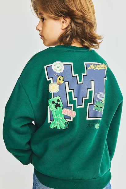 Regular Fit Minecraft Licensed Crew Neck Sweatshirt