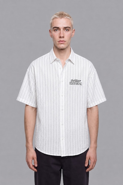 Boxy Fit Crinkle Short Sleeve Shirt
