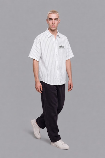 Boxy Fit Crinkle Short Sleeve Shirt