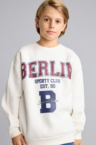 Overshirt Fit Baskılı Sweatshirt Erkek Çocuk