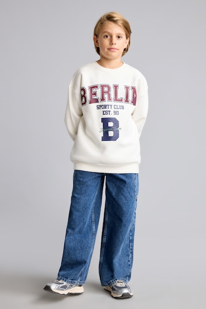 Overshirt Fit Baskılı Sweatshirt Erkek Çocuk