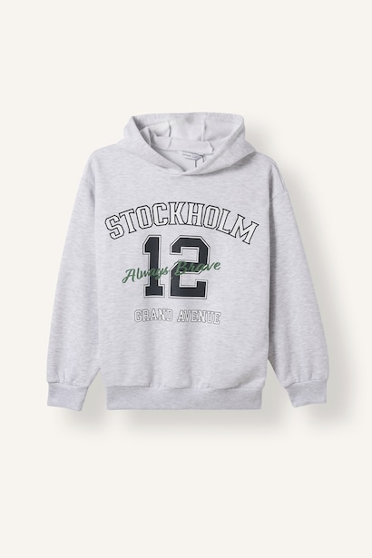 Overshirt Fit Kapüşonlu Baskılı Sweatshirt