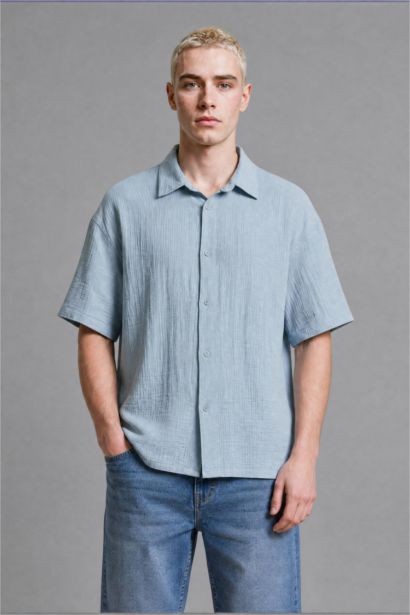 Boxy Fit Muslin Short Sleeve Shirt