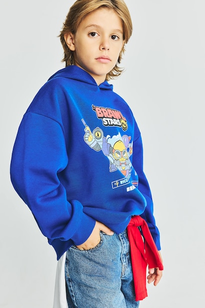 Brawl Stars İçi Yumuşak Tüylü Kalın Sweatshirt Erkek Çocuk