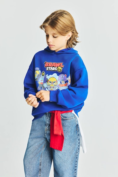 Brawl Stars İçi Yumuşak Tüylü Kalın Sweatshirt Erkek Çocuk
