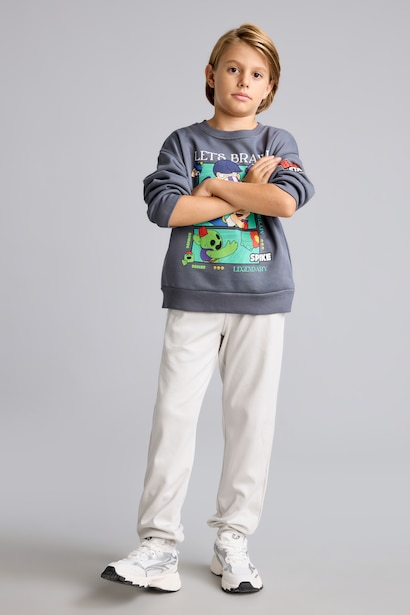 Regular Fit Brawl Stars Crew Neck Sweatshirt