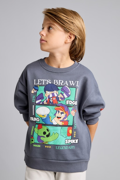 Regular Fit Brawl Stars Crew Neck Sweatshirt