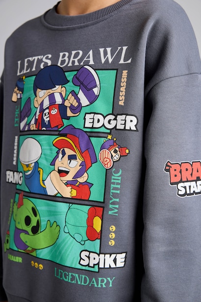 Regular Fit Brawl Stars Crew Neck Sweatshirt
