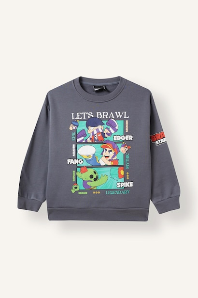 Regular Fit Brawl Stars Crew Neck Sweatshirt