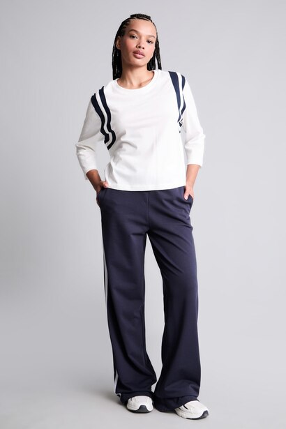 Straight Fit With Pockets Thin Sweatshirt Fabric Trousers