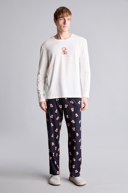%100 Pamuk Regular Fit Baskılı 2'li Pijama Takımı