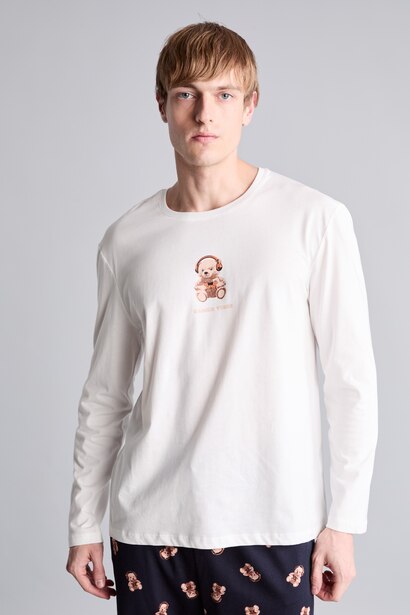 %100 Pamuk Regular Fit Baskılı 2'li Pijama Takımı