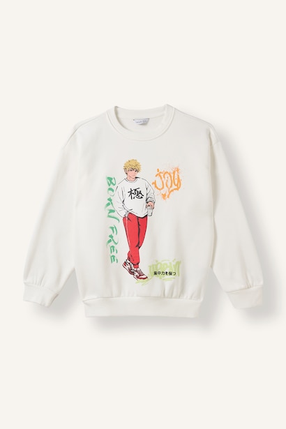 Overshırt Fıt Bisiklet Yaka İçi Yumuşak Tüylü Kalın Sweatshirt Erkek Çocuk