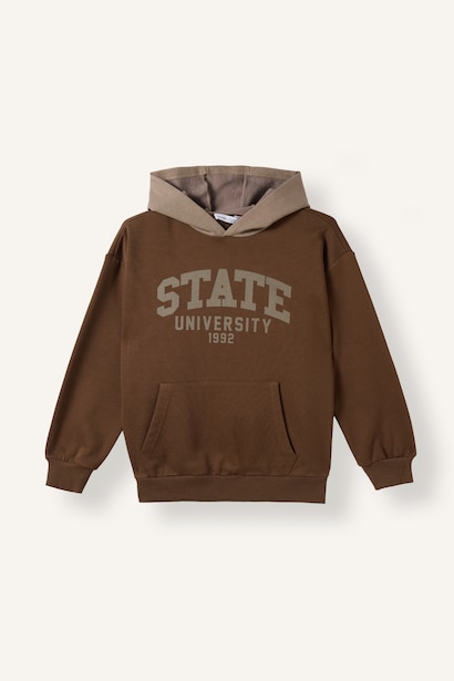 Kapüşonlu İçi Yumuşak Tüylü Kalın Sweatshirt Erkek Çocuk