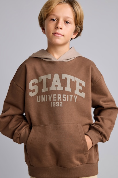 Kapüşonlu İçi Yumuşak Tüylü Kalın Sweatshirt Erkek Çocuk