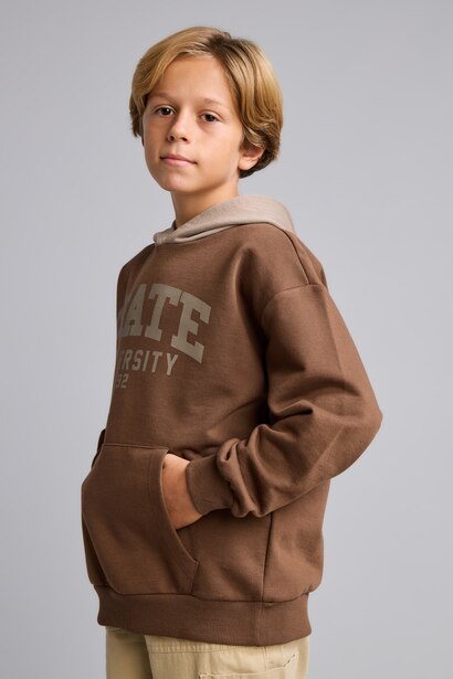 Kapüşonlu İçi Yumuşak Tüylü Kalın Sweatshirt Erkek Çocuk